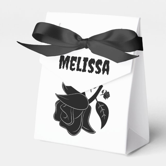 Classy Witch Rose & Black Cat Customisable Favour Box (Front Side)