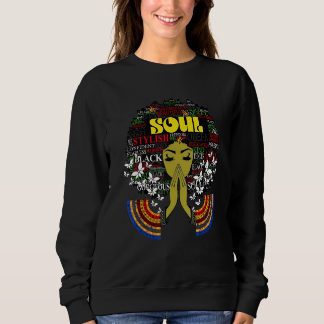 Classy Womens African Head Wrap Black Pride  Soul  Sweatshirt (Front)