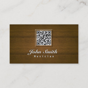 Classy Wood QR Code Musician Business Card