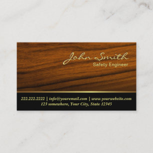 Classy Woodgrain Safety Engineer Business Card