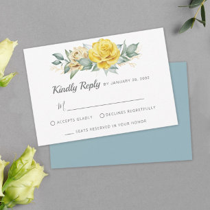 Classy yellow flowers greenery summer wedding RSVP