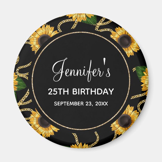 Classy Yellow Sunflowers Stylish Pattern Birthday Magnet (Front)