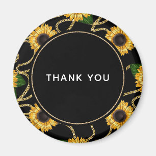 Classy Yellow Sunflowers Stylish Pattern Thank You Magnet