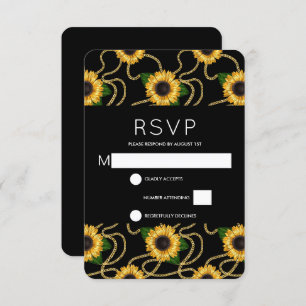 Classy Yellow Sunflowers Stylish Pattern Wedding RSVP Card
