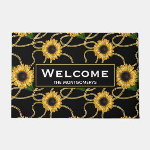Classy Yellow Sunflowers Stylish Pattern Welcome Doormat