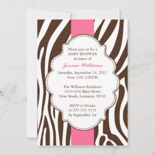 Classy Zebra Baby Shower Invitation