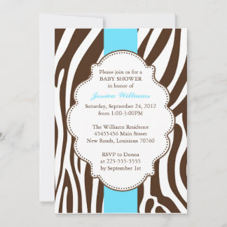 Classy Zebra Baby Shower Invitation
