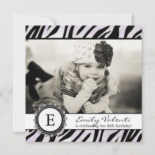 Classy Zebra Birthday Party Invitation