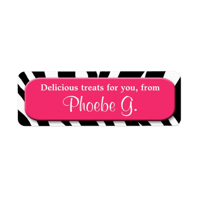 Classy Zebra Print Berry Kitchen Baking Labels (Front)