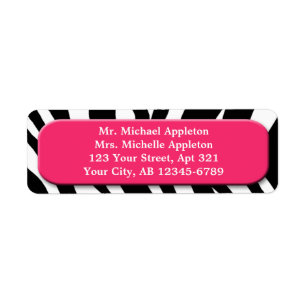 Classy Zebra Print Berry Pink Address Labels