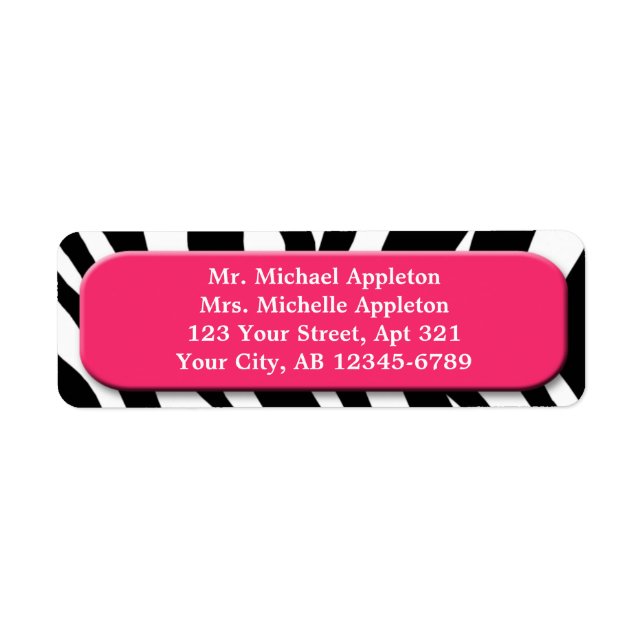 Classy Zebra Print Berry Pink Address Labels (Front)
