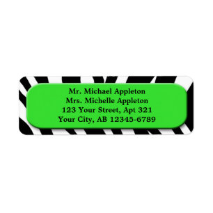 Classy Zebra Print Lime Green Address Labels