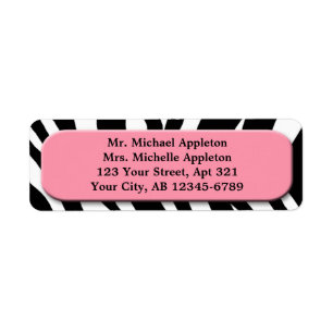 Classy Zebra Print Pink Address Labels
