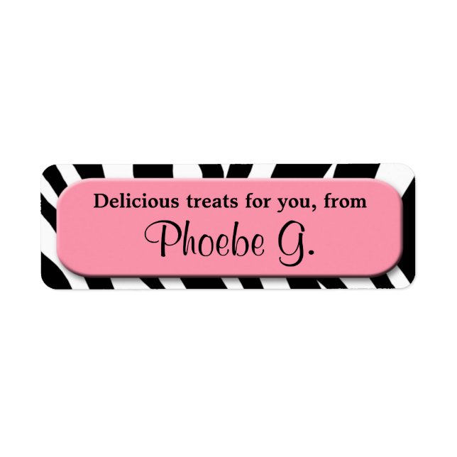 Classy Zebra Print Pink Kitchen Baking Labels (Front)