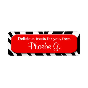 Classy Zebra Print Red Kitchen Baking Labels