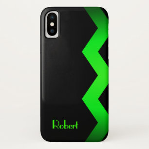 Classy Zig zag Green Personalised iPhone X Case