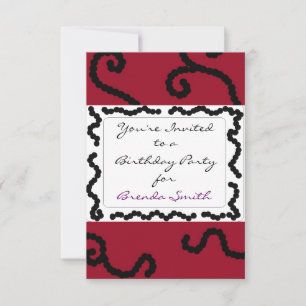 ClassyRed and Black Beaded Birthday Invitation