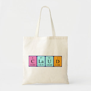 Claud periodic table name tote bag