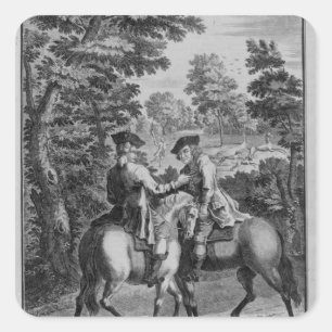 Claude Duval robbing Squire Roper Square Sticker