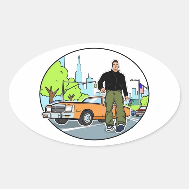 Claude - GTA 3 Oval Sticker (Front)