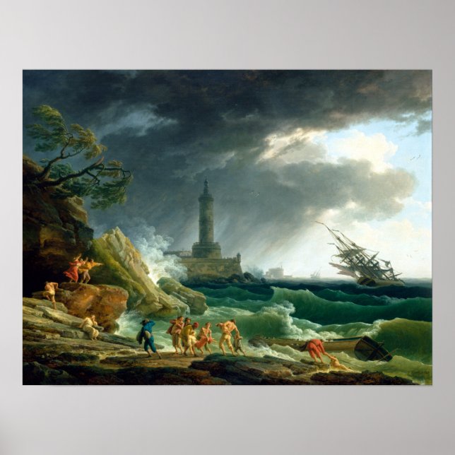 Claude-Joseph Vernet A Storm on a Mediterranean Poster (Front)