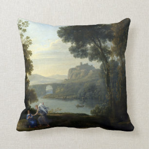 Claude Lorrain Landscape with Hagar and the Angel Cushion