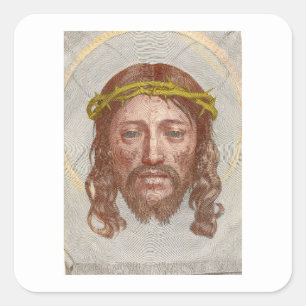 Claude Mellan’s Face of Christ 1649 engraving Square Sticker