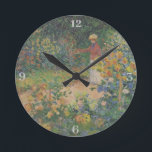 Claude Monet 1895 Vintage In the Garden Round Clock<br><div class="desc">Incorporated in the design on this product is a beautiful print of "In The Garden" | oil on canvas painted in 1895 by French Impressionist painter Claude Monet (1840 -1926).</div>
