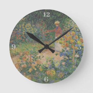 Claude Monet 1895 Vintage In the Garden Round Clock