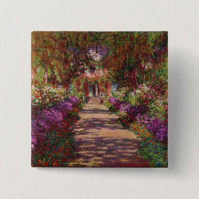 Claude Monet | A Pathway in Monet's Garden 15 Cm Square Badge (Front)