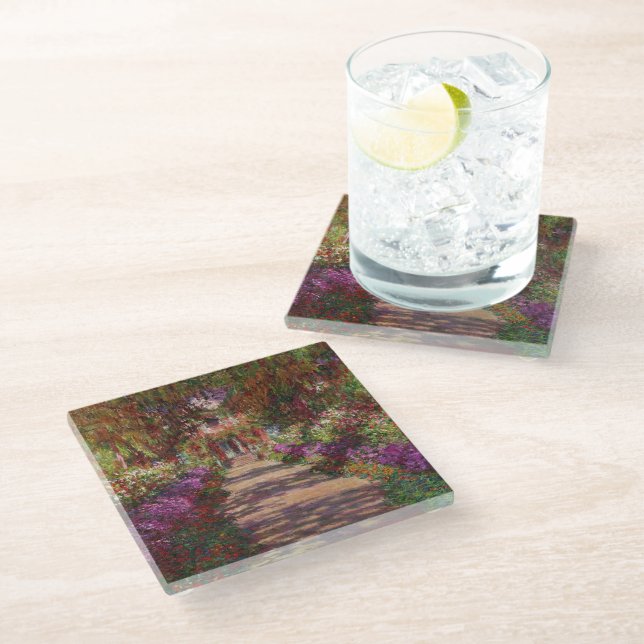 Claude Monet | A Pathway in Monet's Garden Glass Coaster (Angled)