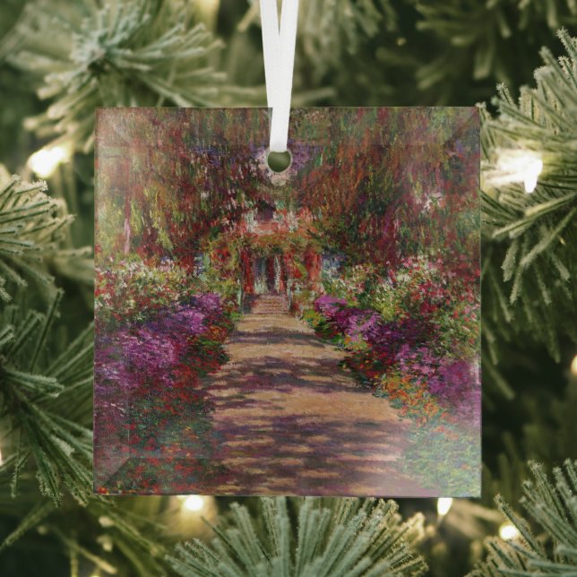 Claude Monet | A Pathway in Monet's Garden Glass Tree Decoration (Insitu)