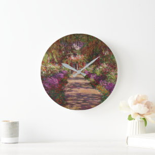 Claude Monet A Pathway in Monet's Garden Large Clock