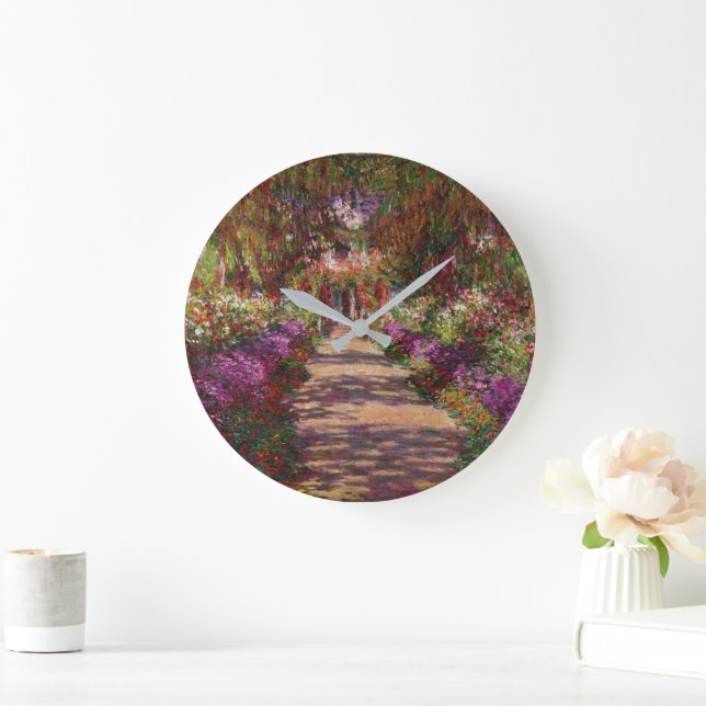 Claude Monet | A Pathway in Monet's Garden Large Clock (Home)