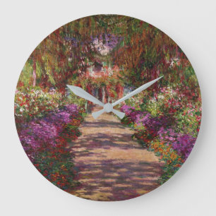 Claude Monet   A Pathway in Monet's Garden Large Clock