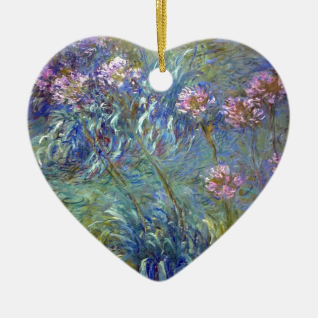 Claude Monet Agapanthus Ceramic Tree Decoration (Front)