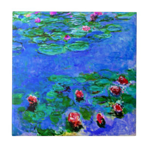 Claude Monet art: Water Lilies (red),  Ceramic Tile