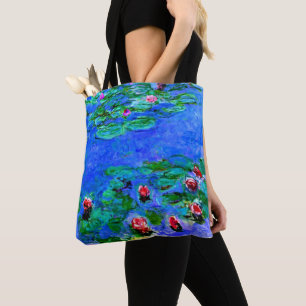 Claude Monet art: Water Lilies (red),  Tote Bag