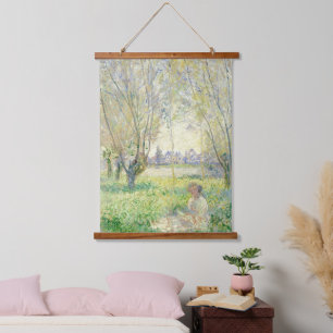 Claude Monet Art Women Seated Under Willow Hanging Tapestry