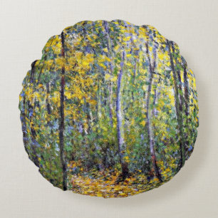 Claude Monet art: Wood Lane, painting by Monet Round Cushion