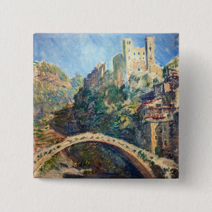 Claude Monet artwork - The Castle of Dolceacqua 15 Cm Square Badge
