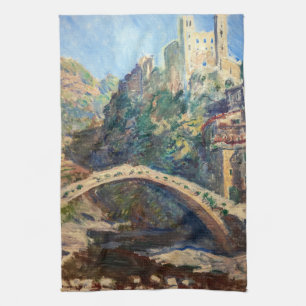 Claude Monet artwork - The Castle of Dolceacqua Tea Towel