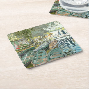 Claude Monet. Bathers at La Grenouillère Square Paper Coaster