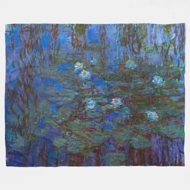 Claude Monet - Blue Water Lilies Fleece Blanket (Front (Horizontal))