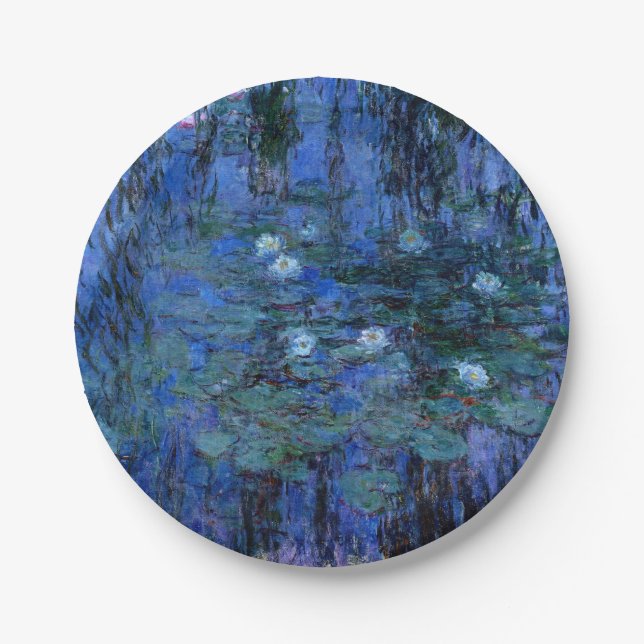 Claude Monet Blue Water Lilies Paper Plate (Front)