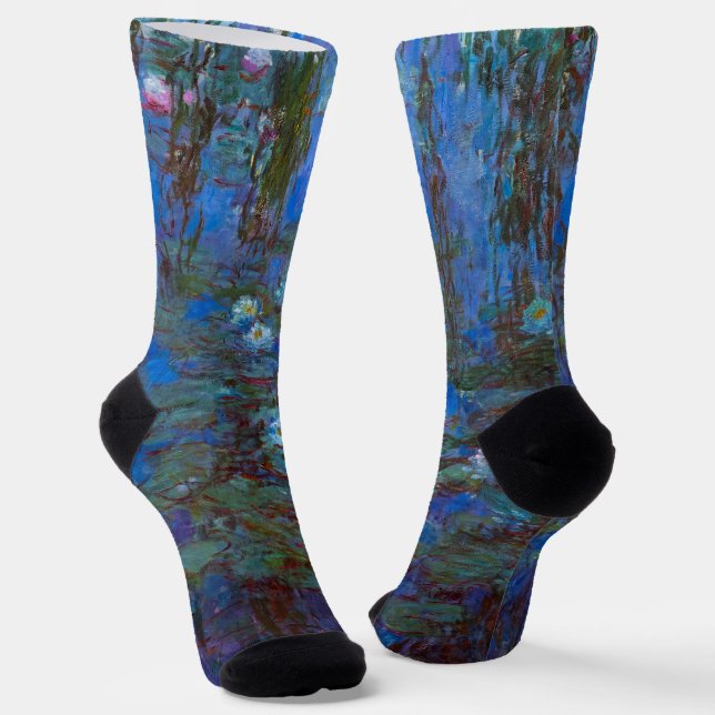 Claude Monet - Blue Water Lilies Socks (Angled)
