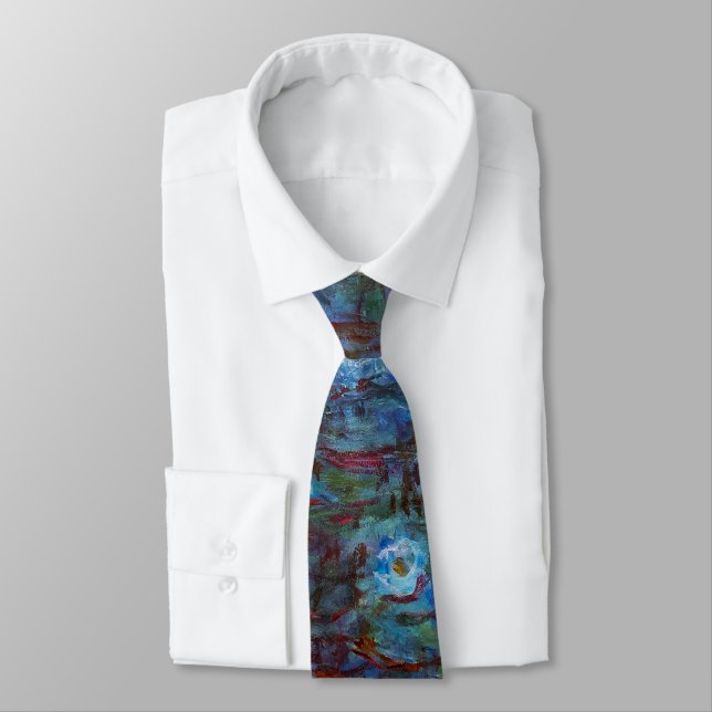 Claude Monet - Blue Water Lilies Tie (Tied)