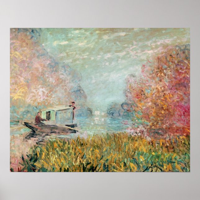 Claude Monet |  Boat Studio on the Seine Poster (Front)