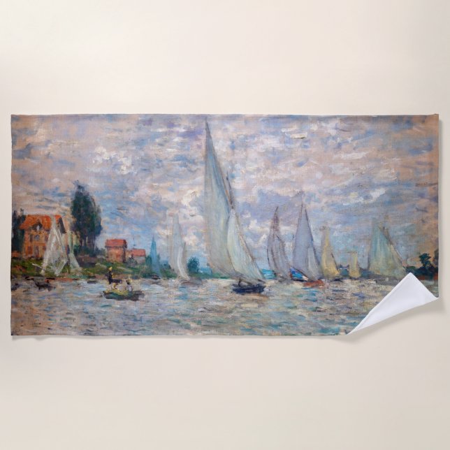 Claude Monet - Boats Regatta at Argenteuil Beach Towel (Front)