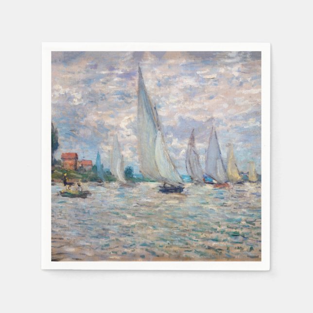 Claude Monet - Boats Regatta at Argenteuil Napkin (Front)